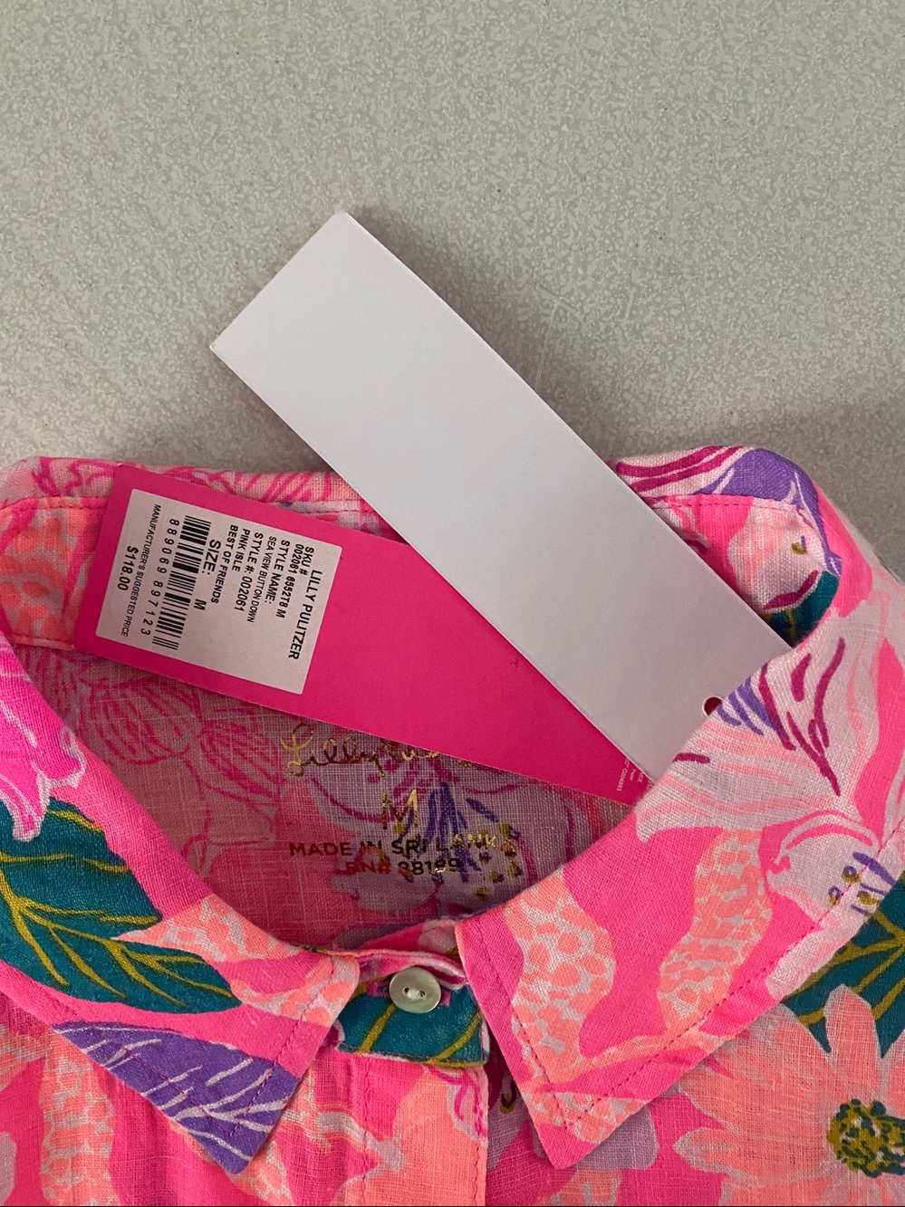 NWT Lilly Pulitzer 💯linen Sea View Button Down Pink Isle Best of Friends Medium - Picture 2 of 4